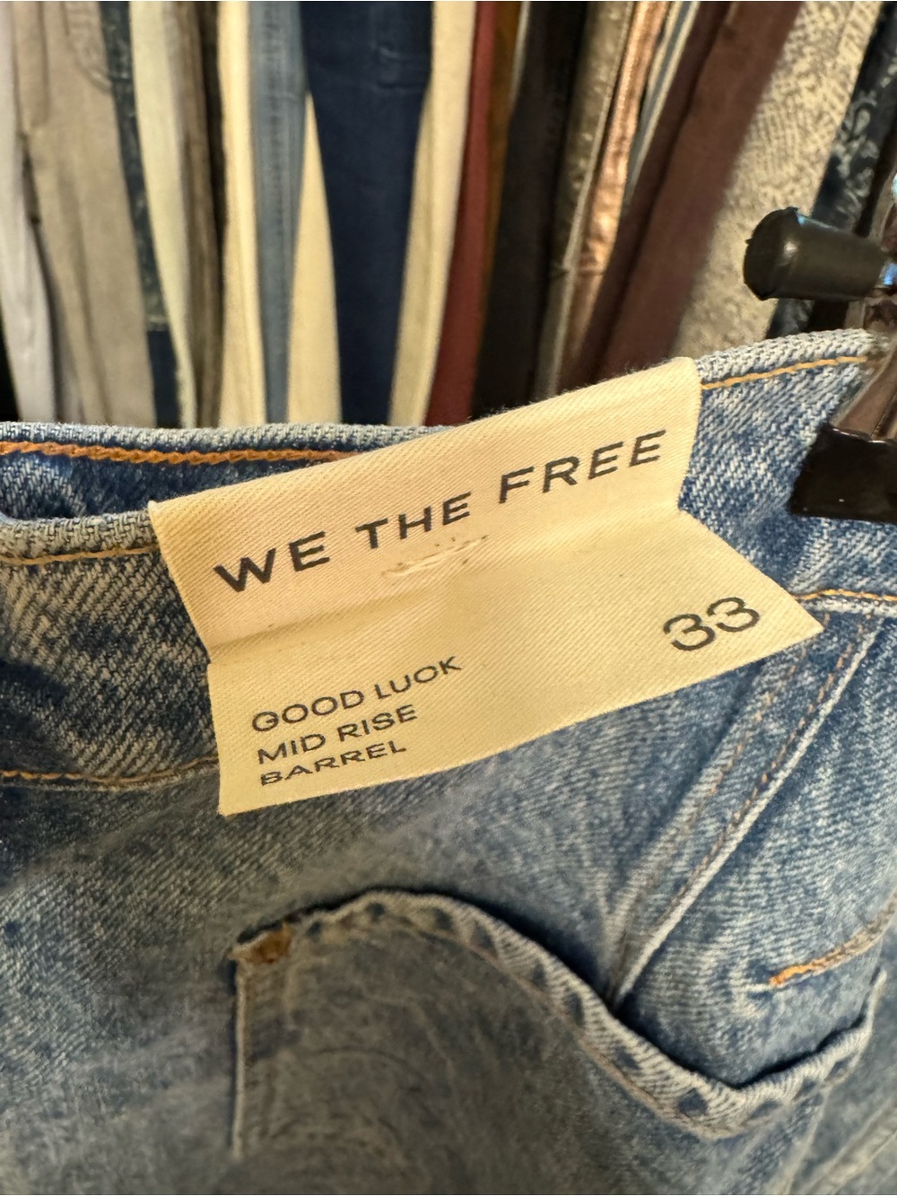 NWT Free People We The Free Good Luck Mid-Rise Barrel Jeans ultra light beam 33 - Picture 13 of 15